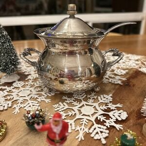Vintage De Uberti Italy Silverplate Mustard/Jam Pot w/ Sheffield EPNS‎ Ladle